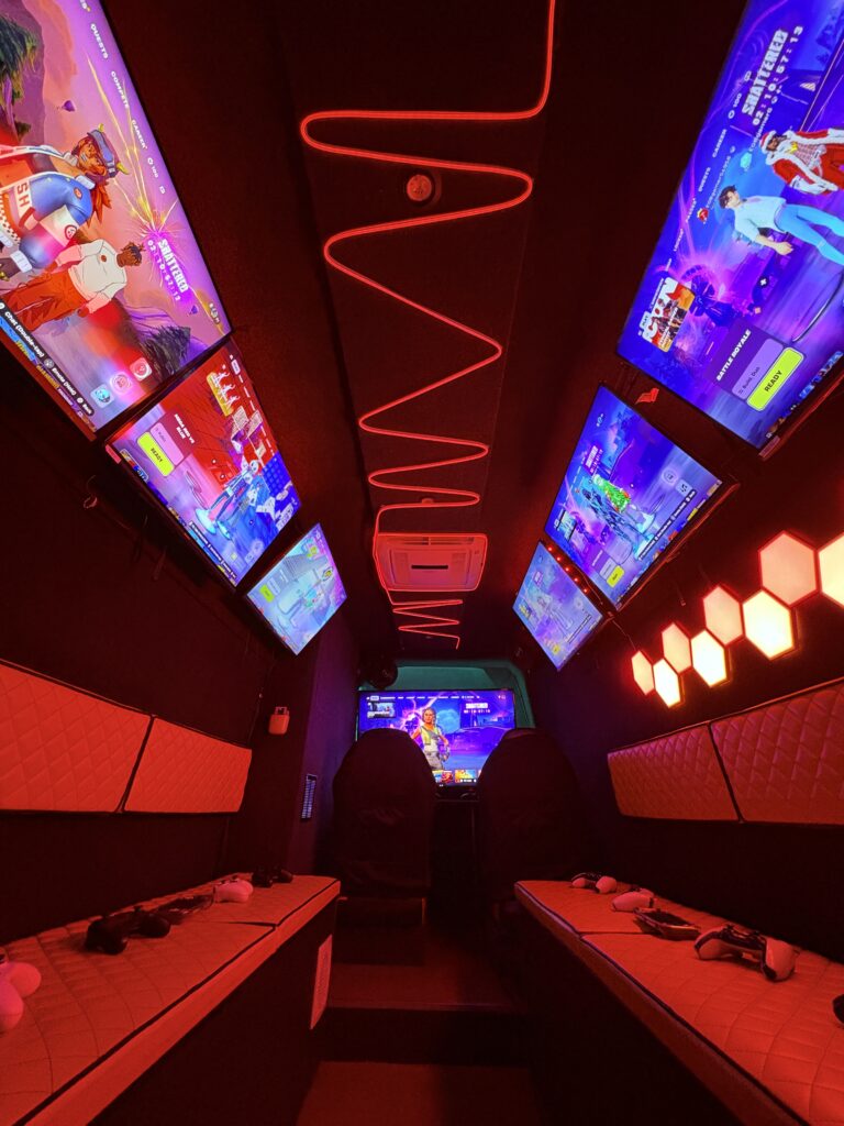 15 players playing Fortnite at the same time Essex gaming bus